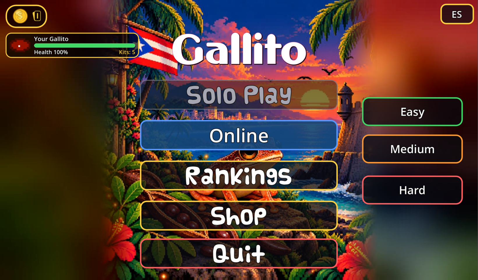 Gallito main menu.