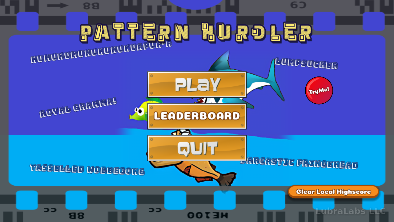 Pattern Hurdler main menu.